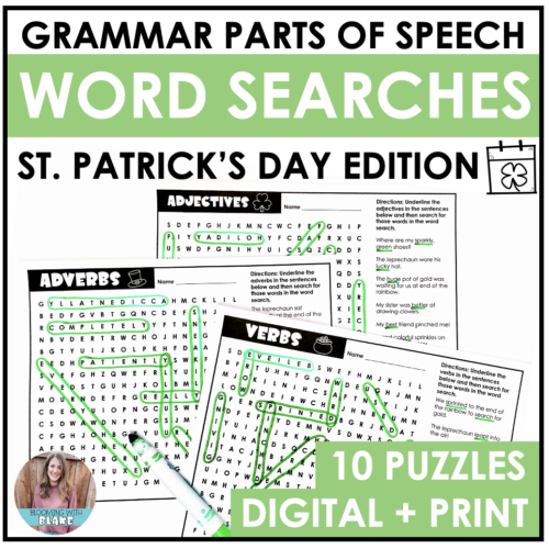 St. Patrick's Day Grammar Review | Parts of Speech Word Search's featured image