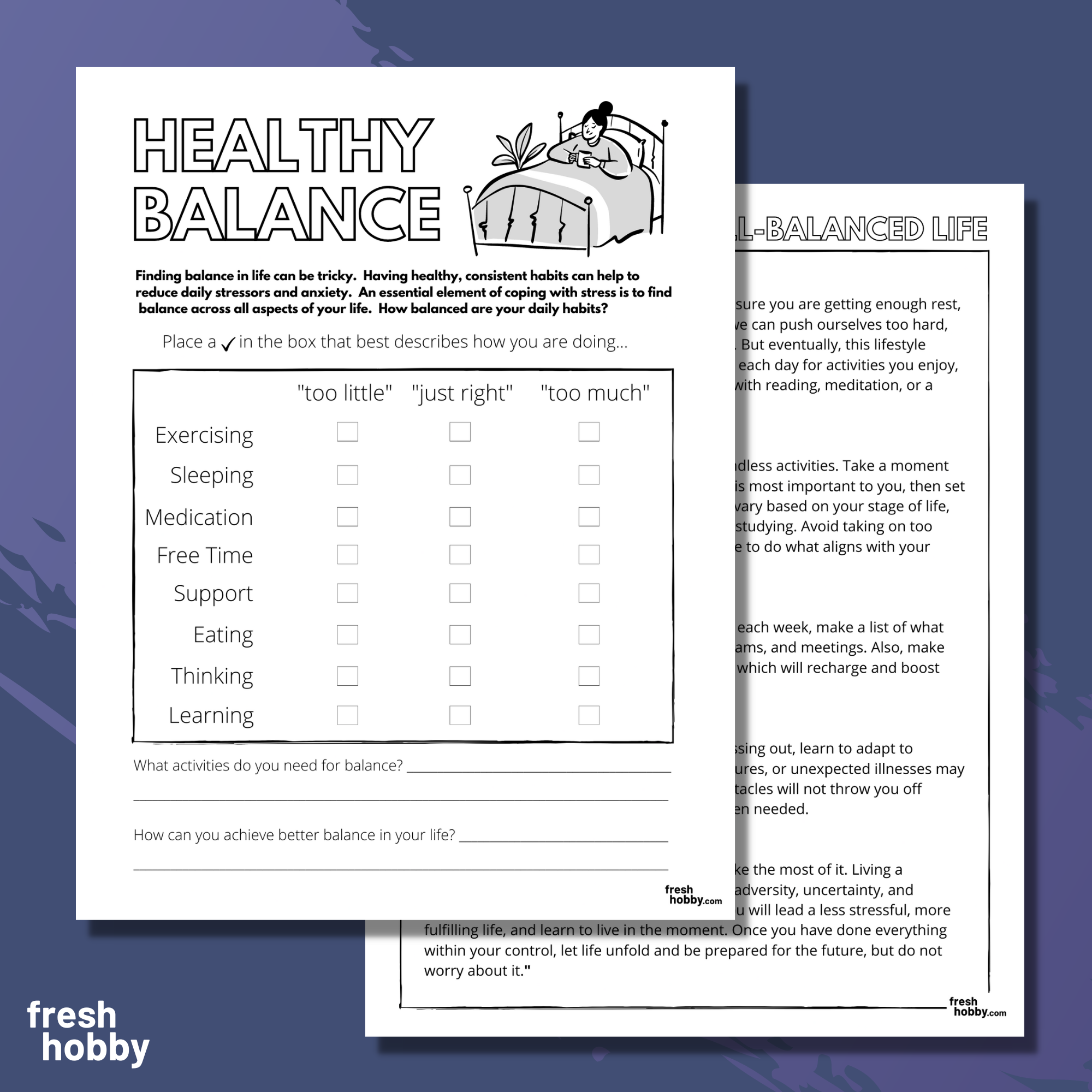 Healthy Balance Check List Worksheet Tips For Living A Healthy   63f3c58d0dcd013127766541676920204426 Healthybalancethumb 