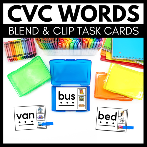 Blending CVC Words Task Cards for Literacy Centers - Blend & Clip's featured image