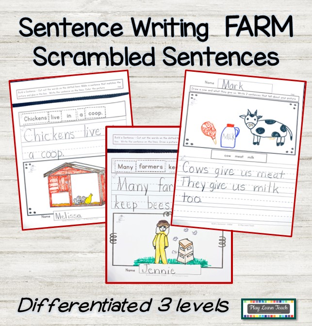 Sentence Writing | Farm Scrambled Sentences