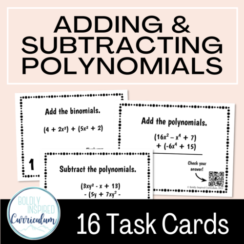 Adding and Subtracting Polynomials Task Cards's featured image
