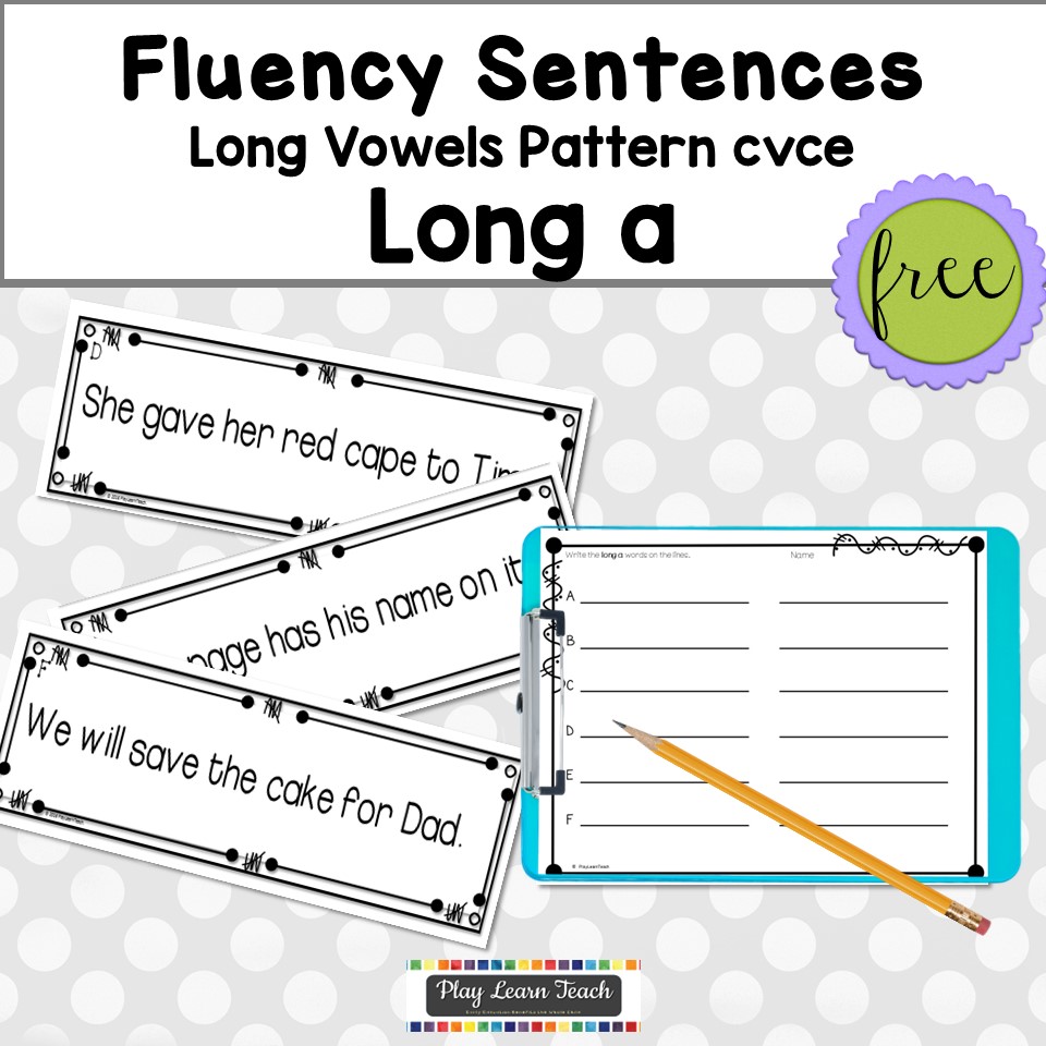 Reading Fluency Sentences Long A CVCe | FREE