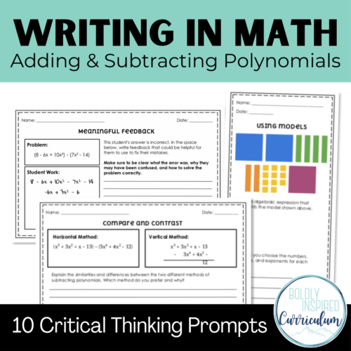 Adding and Subtracting Polynomials Math Writing Prompts's featured image
