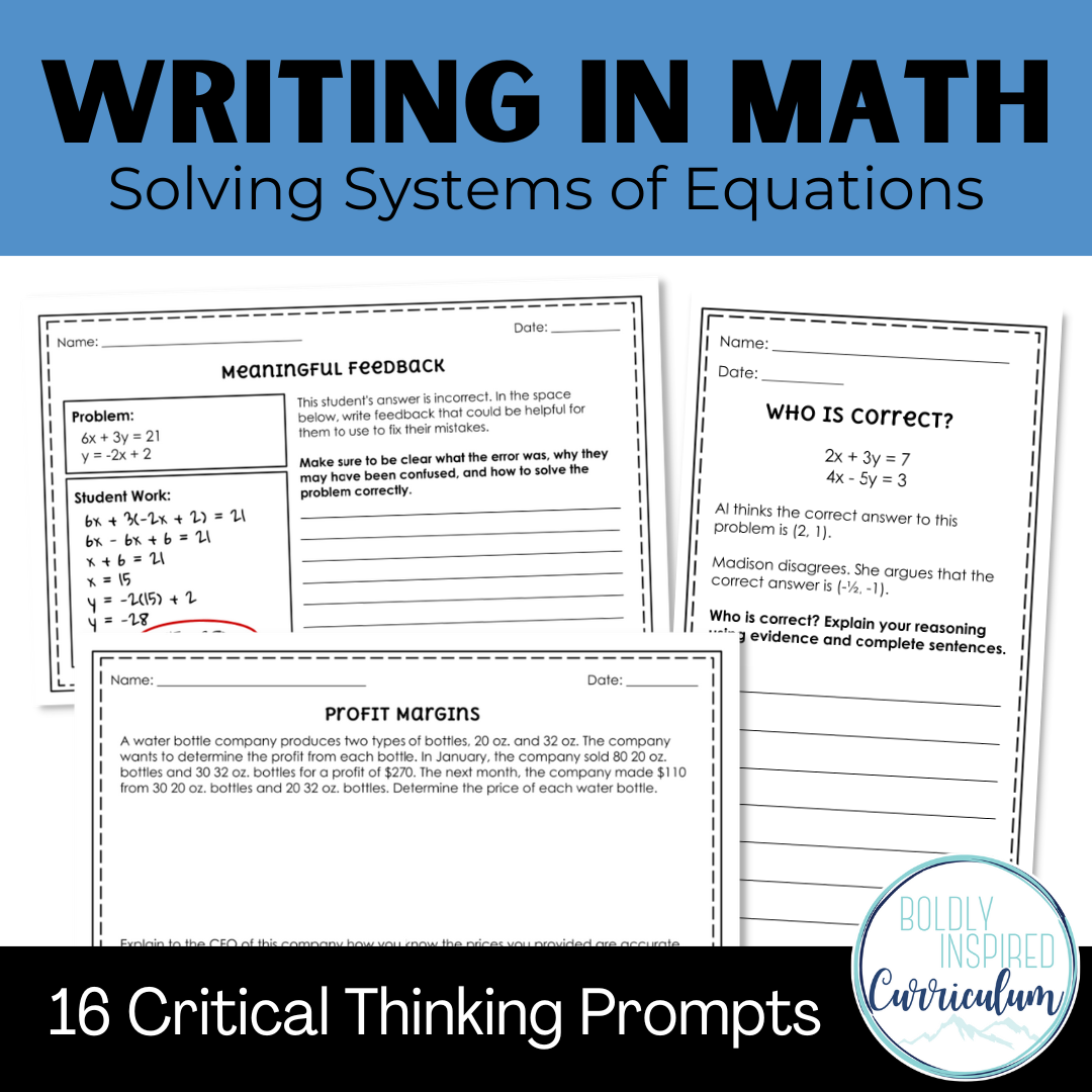 Solving Systems of Equations Writing Prompts