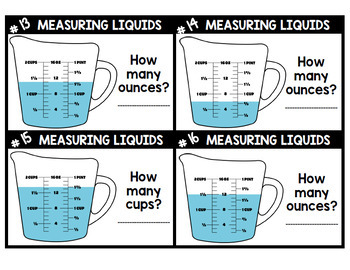 Reading measuring cups worksheets