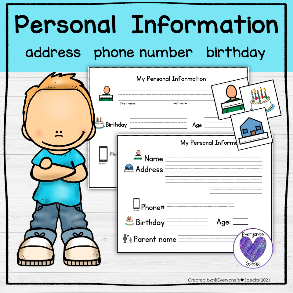 Address, Phone Number and Personal Information Practice Worksheets and