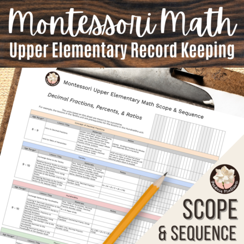 Montessori Math Scope and Sequence Curriculum for Upper Elementary, Montessori Math Record Keeping, Montessori Lessons's featured image
