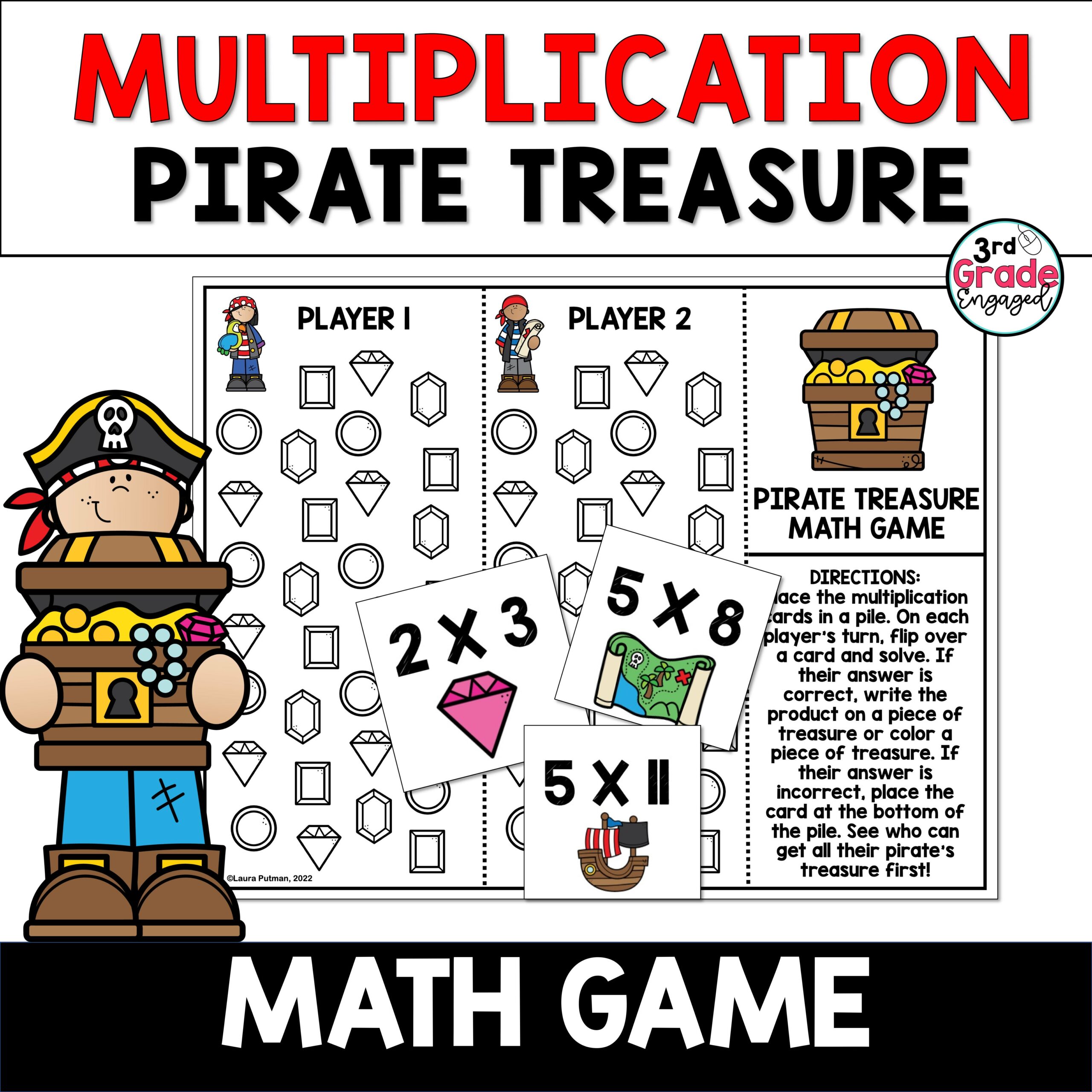 FREE Multiplication Facts Pirate Treasure Math Game Classful