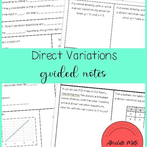 Direct Variations Guided Notes's featured image