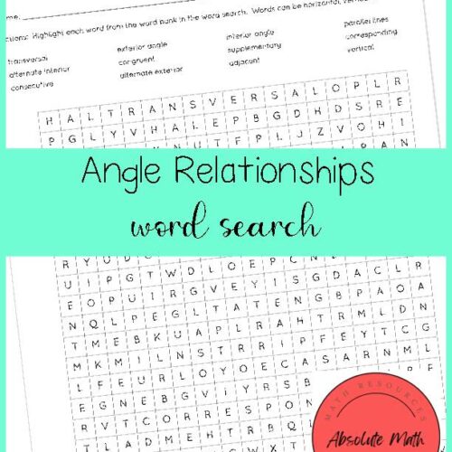 Angle Relationships Word Search's featured image