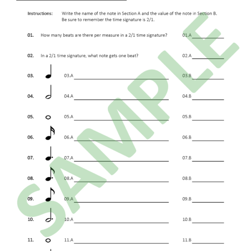 Beginner Music Note Recognition - 2/1 Time Signature's featured image