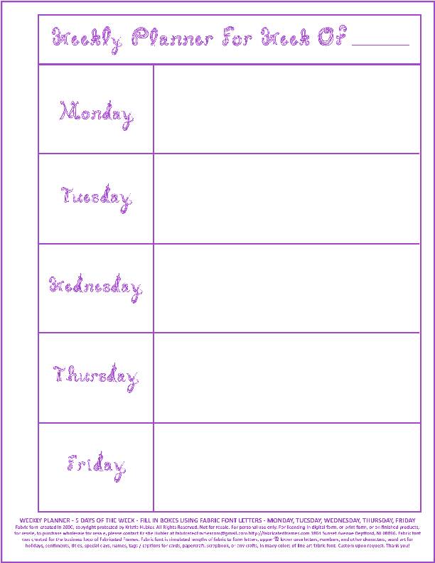 weekly-planner-5-days-week-of-fill-in-vertical-sheet-purple-fabric-font-classful