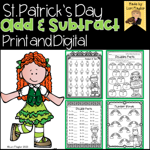 St. Patrick's Day Addition and Subtraction Basic Facts Worksheets's featured image