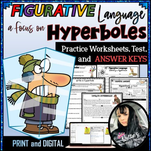 Figurative Language HYPERBOLE Activity Worksheets (Print and Digital)'s featured image