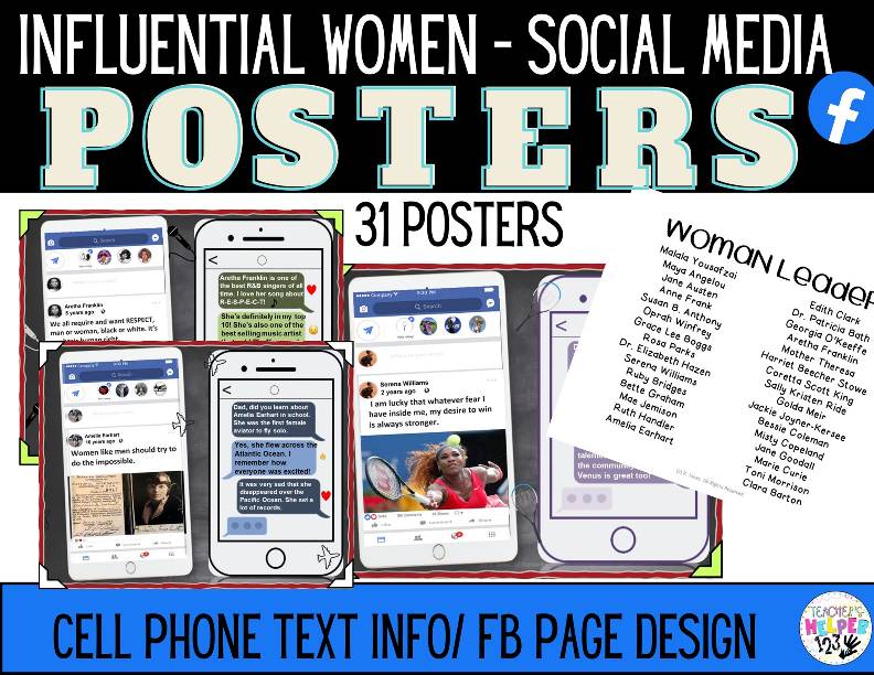 Women's History Month Bulletin Board Posters | Modern Social Media Post Text