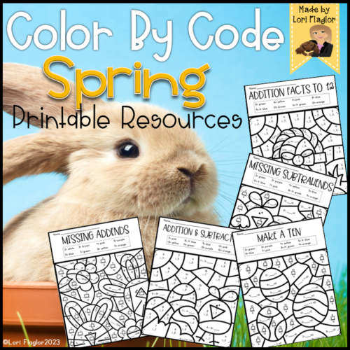 Color By Number for Easter/Spring Addition and Subtraction Worksheets's featured image