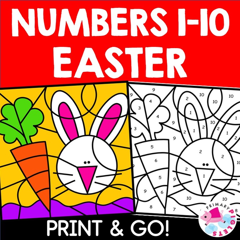 EASTER MATH | EASTER COLOR BY CODE | EASTER COLOR BY NUMBER | NUMBERS 1-10