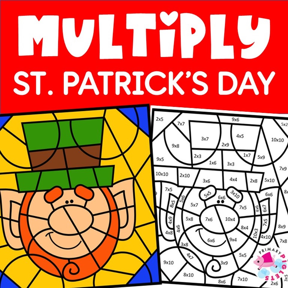 ST. PATRICK'S DAY MATH | ST. PATRICK'S DAY COLOR BY CODE | ST. PATRICK'S DAY COLOR BY NUMBER | MULTIPLICATION FACTS