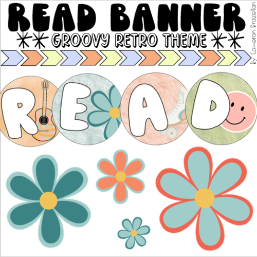 Reading Banner Class Decor Bulletin Board Groovy Retro Theme's featured image