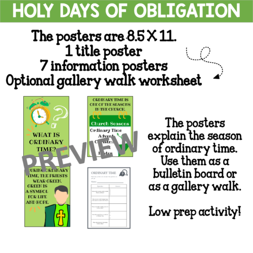 Ordinary Time Bulletin Board Posters and Write the Room Activity's featured image