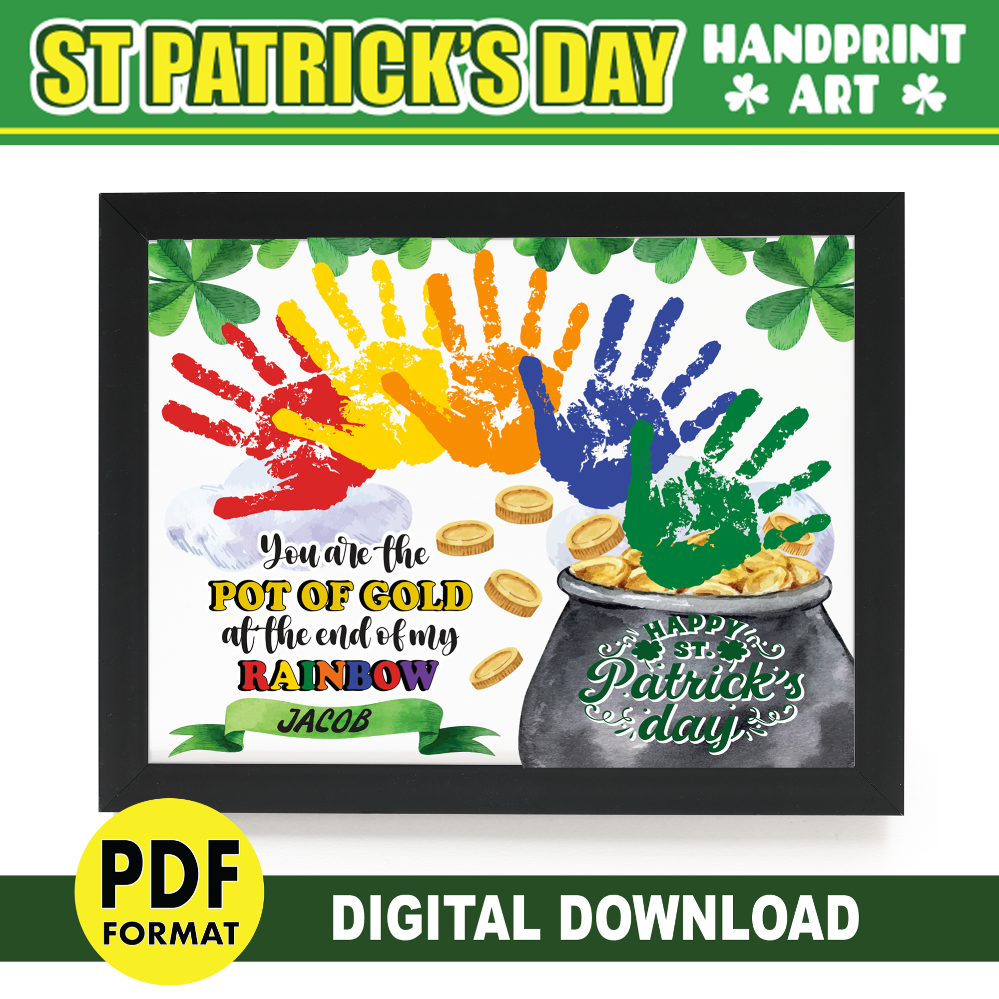 Personalised Child and Parent Rainbow Family Handprint Art - Hold