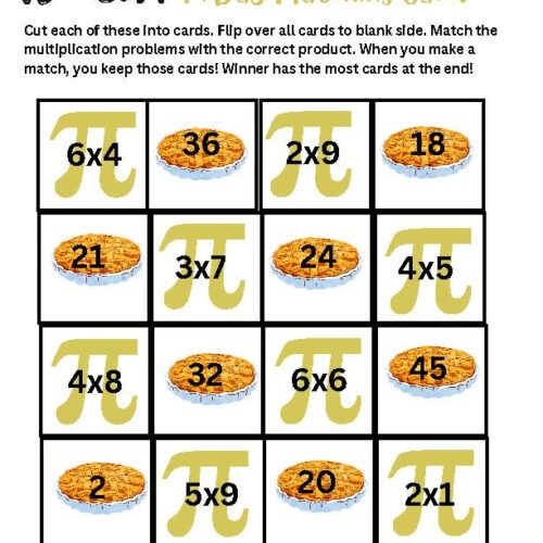 Pi Day Multiplication Matching Game's featured image