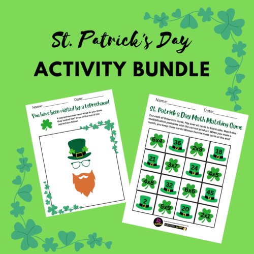 St. Patrick's Day Activity Bundle- Multiplication Matching Game and Drawing Activity's featured image