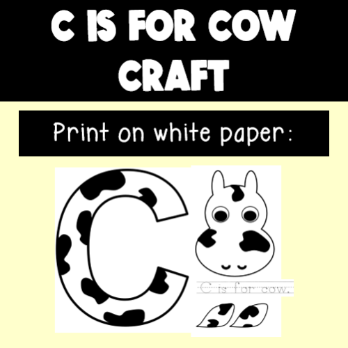 Letter C Craft - C is for Cow Craft Alphabet Beginning Sound Activity ...