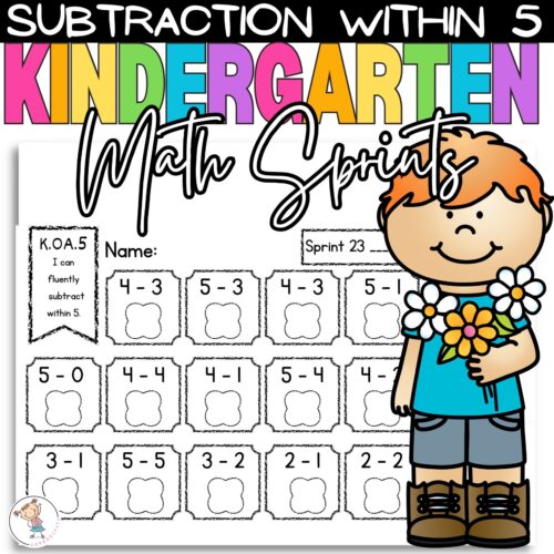 Subtraction within 5 Kindergarten Math Sprints w/Answer Key's featured image