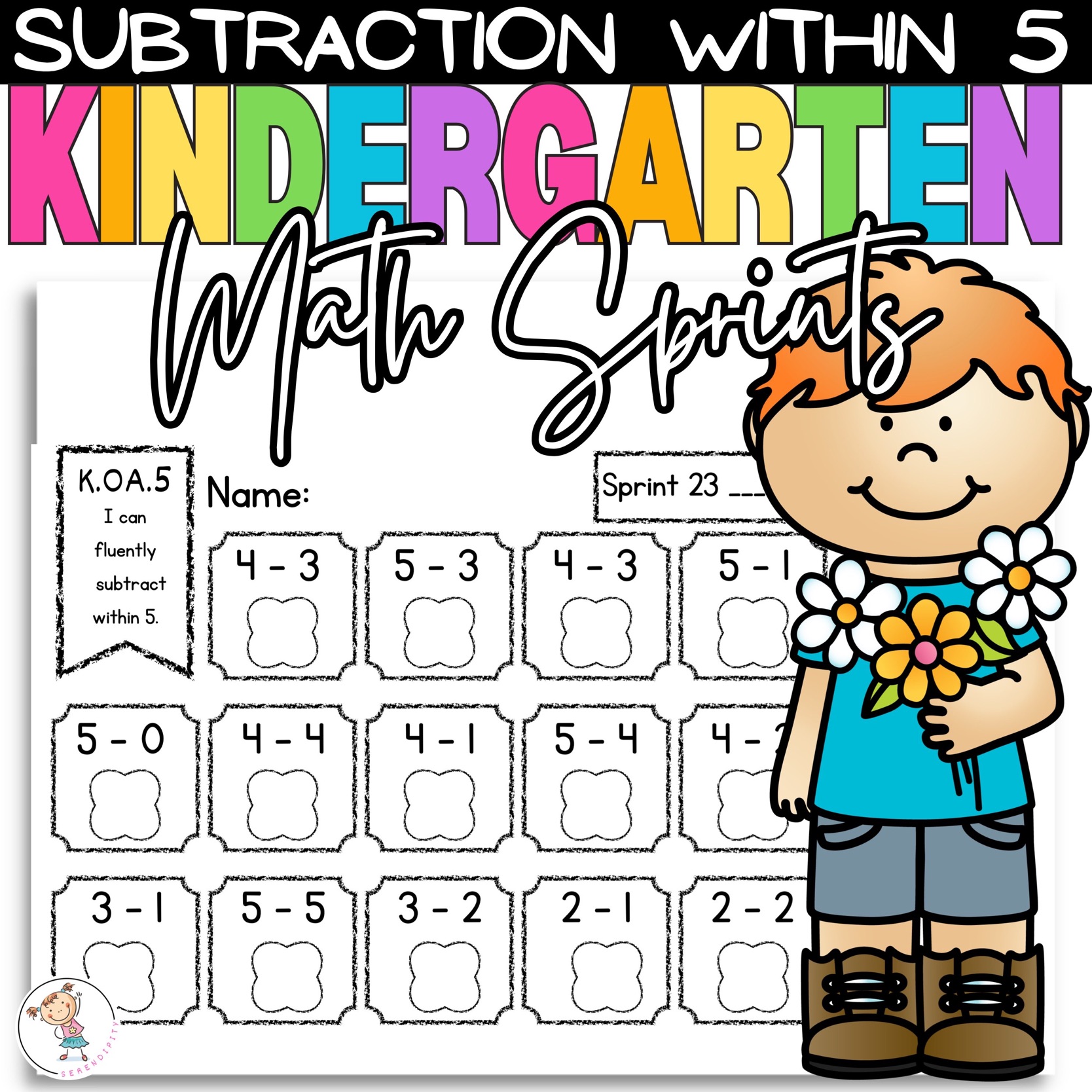 Subtract within 5 Spring Powerpoint Game
