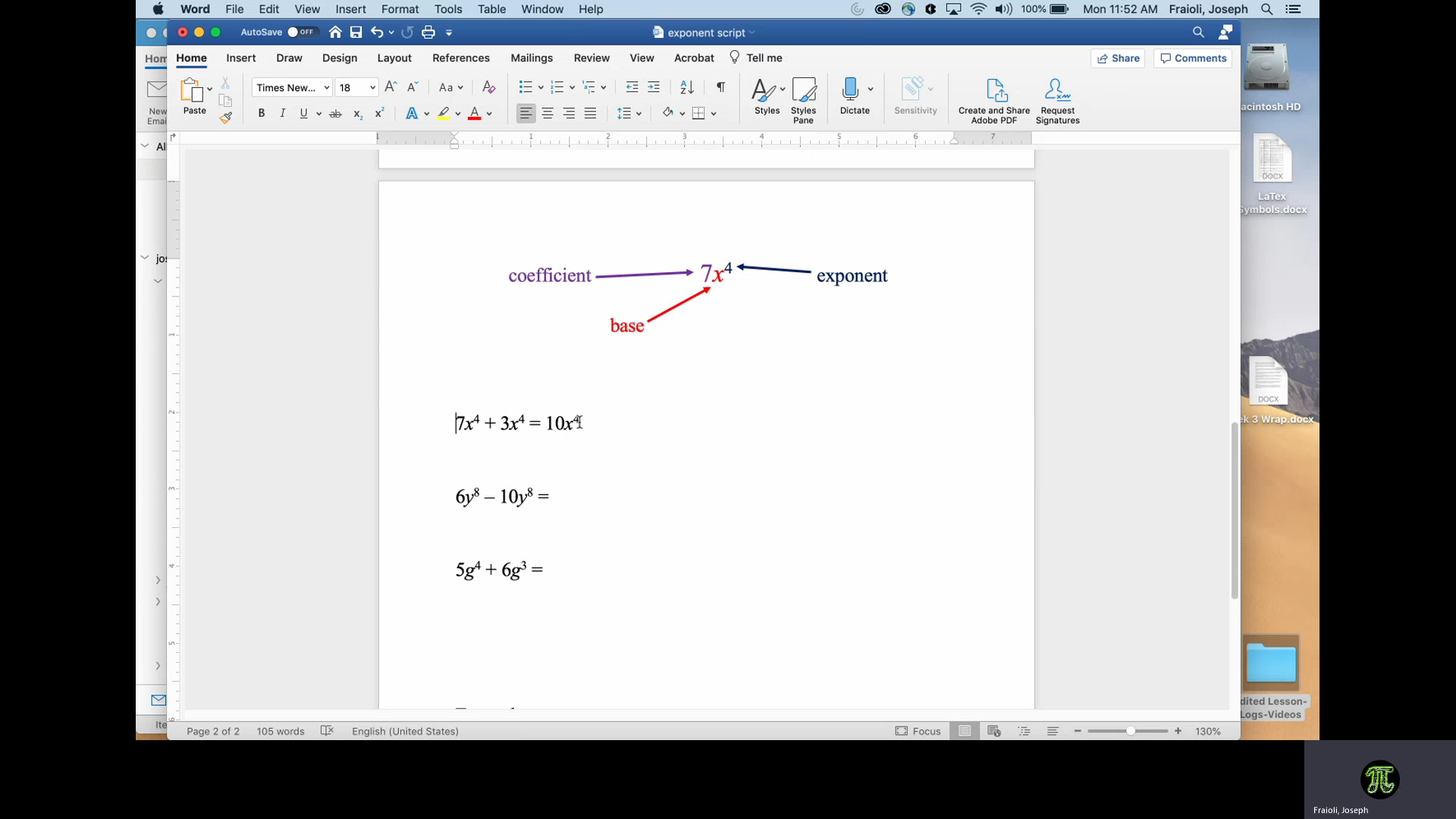 Objective For Learning Exponents Introduction to Exponents Lesson Plan & Performance Task (Grades 6-7 ...