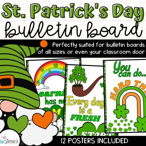 St. Patrick's Day Growth Mindset Posters | March Editable Bulletin Board's featured image