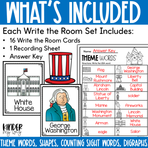 Math and Literacy Center Activites for Kindergarten Write the Room ...