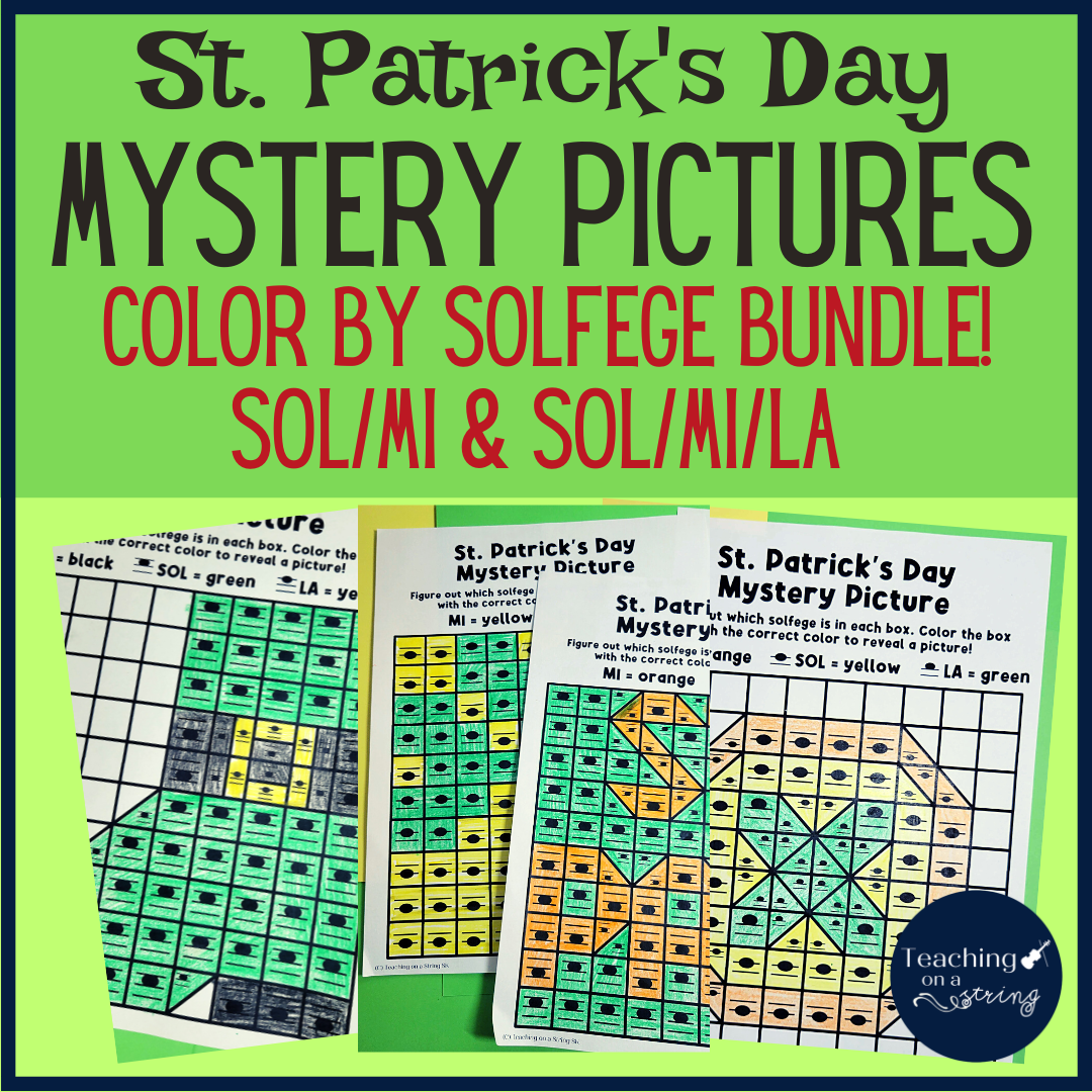 St. Patrick's Day Color By Solfege BUNDLE Review Sol Mi & Sol Mi La for Elementary Music, Homeschool Music