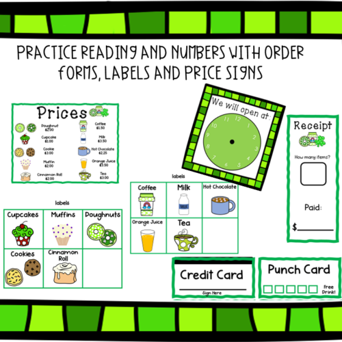 Shamrock Cafe Dramatic Play Set, St. Patrick's Day Pretend Play Set ...