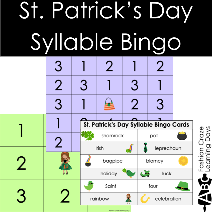 St Patricks Day Syllable Bingo Games