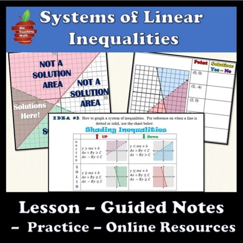 FREE - Systems of Linear Inequalities Bundle - Lesson - Guided Notes - Practice - Online Resources's featured image