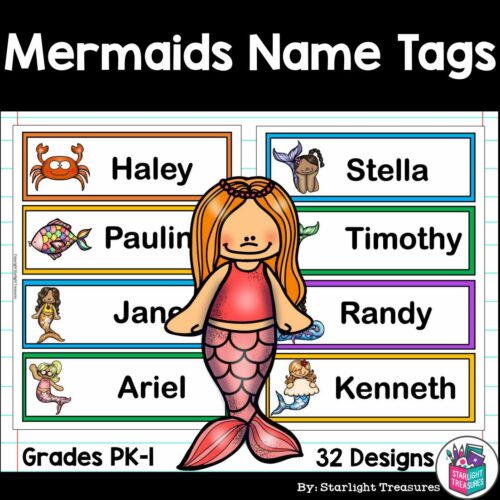 Mermaids and Mermen Name Tags - Editable's featured image