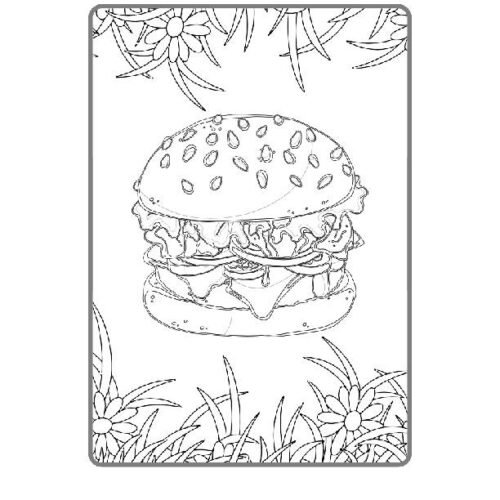 Burger, fries & pizza large coloring sheets - Pearl Paint