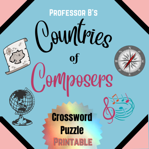 Countries of Composers - Fun Crossword Puzzle Worksheet (Answer Keys Included)'s featured image