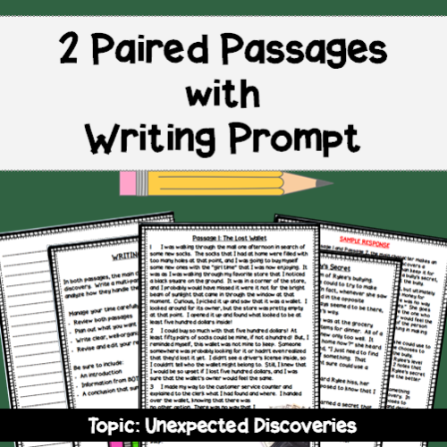 State Test Prep: Paired Passages with Writing Prompt - Unexpected Discoveries's featured image