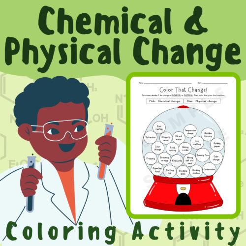 Physical and Chemical Changes Coloring Activity Worksheet; K-5 Teachers Students in the Science and Chemistry Classroom's featured image