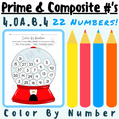 Prime and Composite Numbers Color By Number Activity Worksheet 4.OA.4, 4th Grade K-5 Teachers Students in Math Classroom's featured image