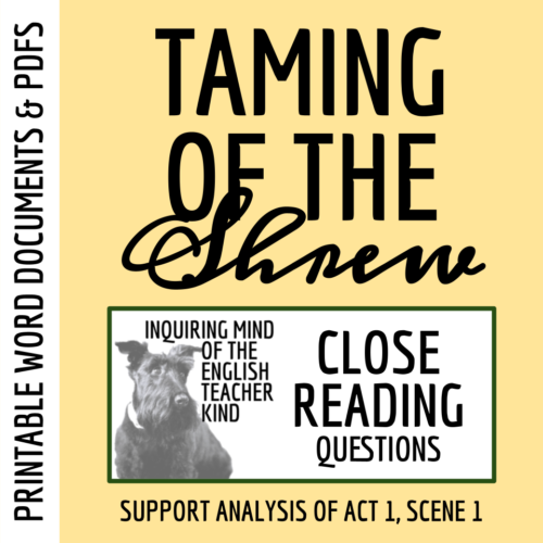 Taming of the Shrew Act 1 Scene 1 Close Reading Worksheet's featured image