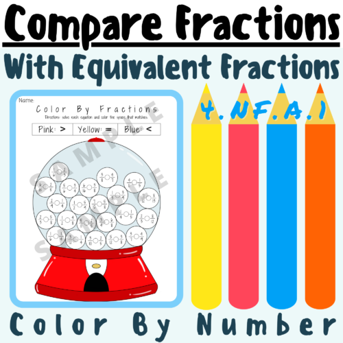 Comparing Fraction and Equivalent Fractions: Greater, Less Than, Equal To Color By Number Activity K-5 Teachers Students's featured image