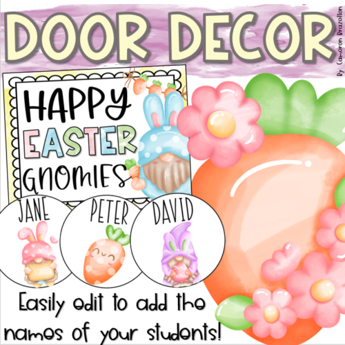 Spring Easter Gnome Door Display Bulletin Board Decoration EDITABLE's featured image
