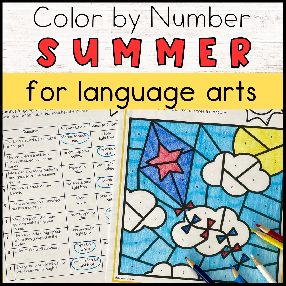 Summer Coloring Pages Language Arts Color by Number