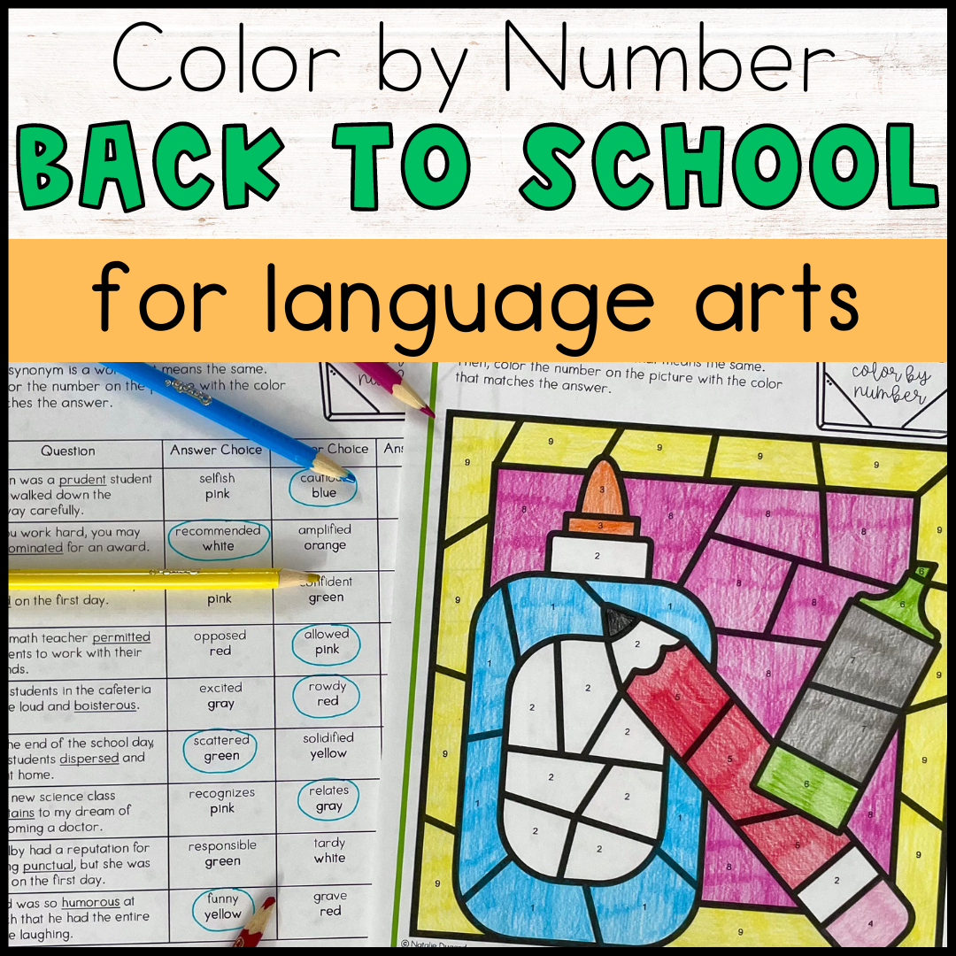 Back to School Coloring Pages Language Arts Color by Number