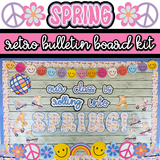 Spring Retro Groovy Bulletin Board Kit and Classroom Door Decor