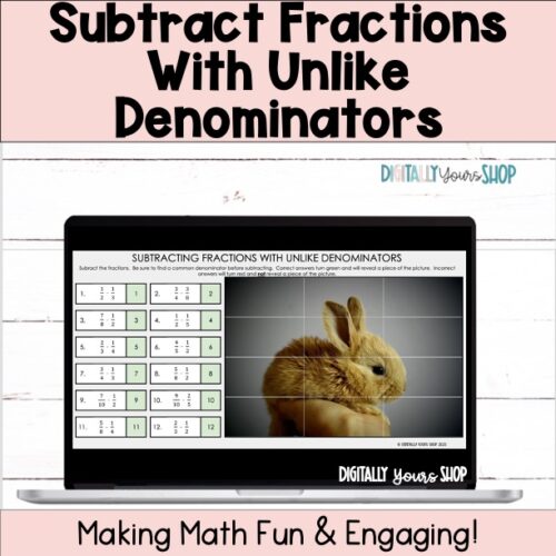 Subtract Fractions Unlike Denominators Self-Checking Digital Activity's featured image